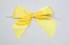 4W x 3-1/4 Bow, Pre-Tied Satin Bows With Wire Twist, Daffodil Satin