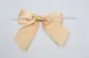 4W x 3-1/4 Bow, Pre-Tied Satin Bows With Wire Twist, Gold Satin