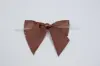 4W x 3-1/4 Bow, Pre-Tied Satin Bows With Wire Twist, Brown Satin