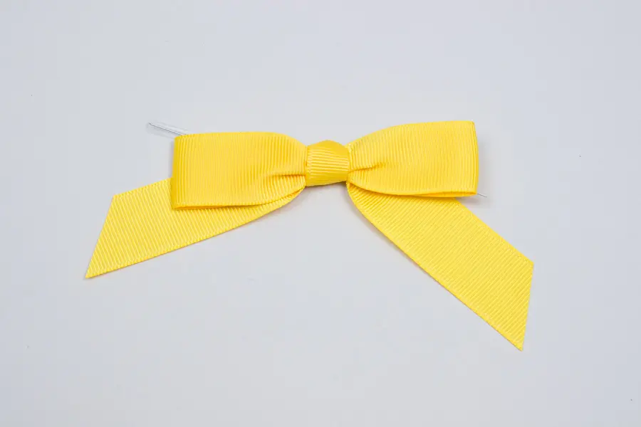 3-1/2W x 2-3/4 Bow, Pre-Tied Grosgrain Bows With Wire Twist, Maize Grosgrain