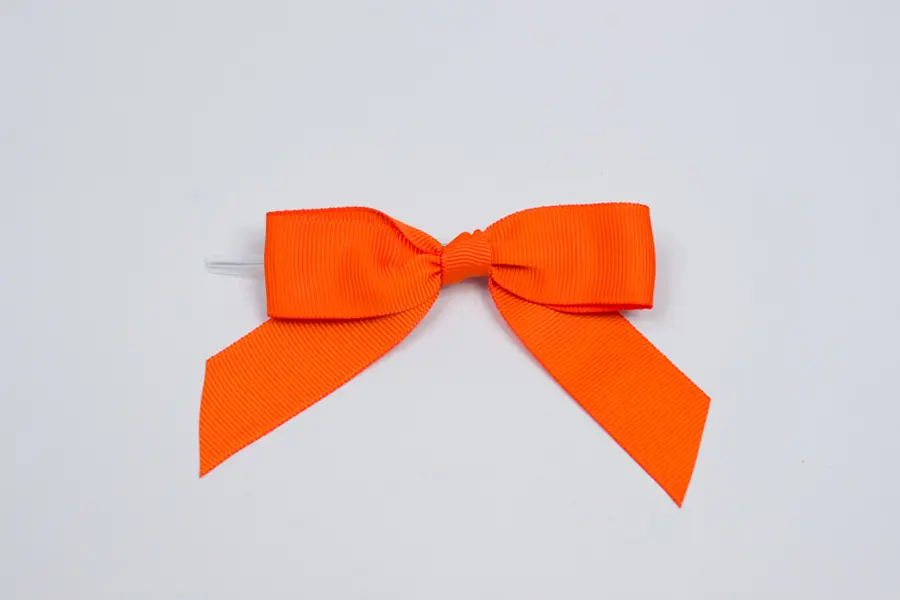 3W x 2-3/4 Bow, Pre-Tied Grosgrain Bows With Wire Twist, Torrid Orange Grosgrain