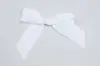 3W x 2-3/4 Bow, Pre-Tied Grosgrain Bows With Wire Twist, White Grosgrain