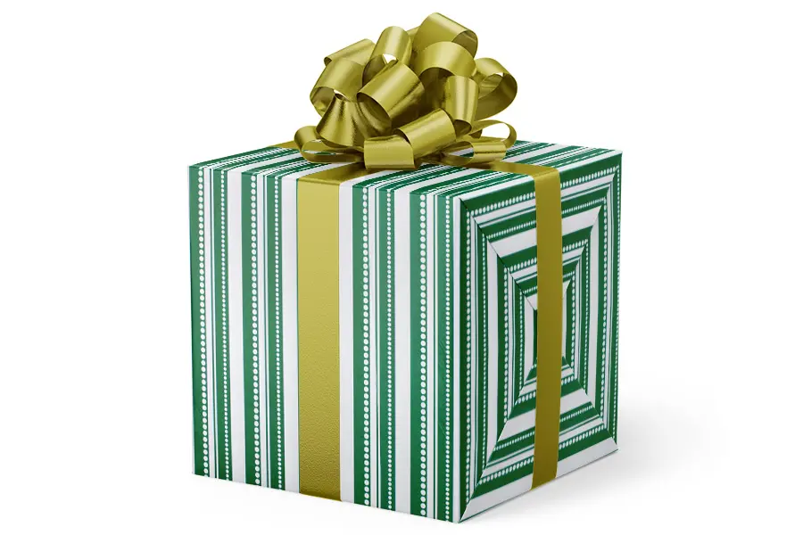 24W x 417 ft, Holiday Wrapping Paper, Green Holiday Stripe