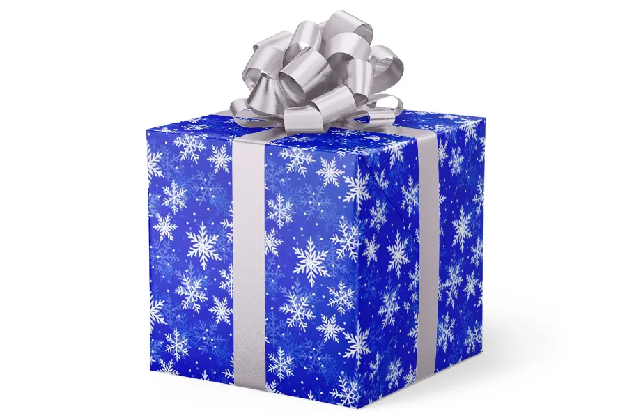 24W x 417 ft, Holiday Wrapping Paper, Blue Snowflake