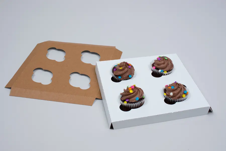 4 Cup Mini Cupcake Inserts for Bakery Boxes