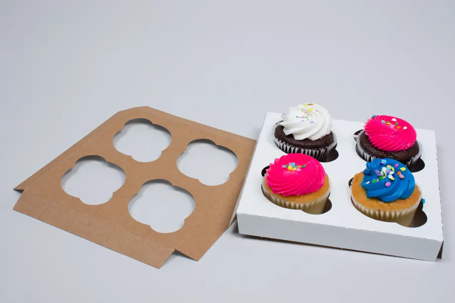4 Cup Standard Cupcake Inserts for Bakery Boxes