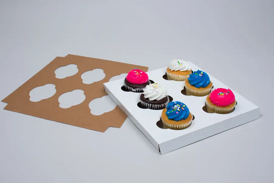 6 Cup Standard Cupcake Inserts for Bakery Boxes