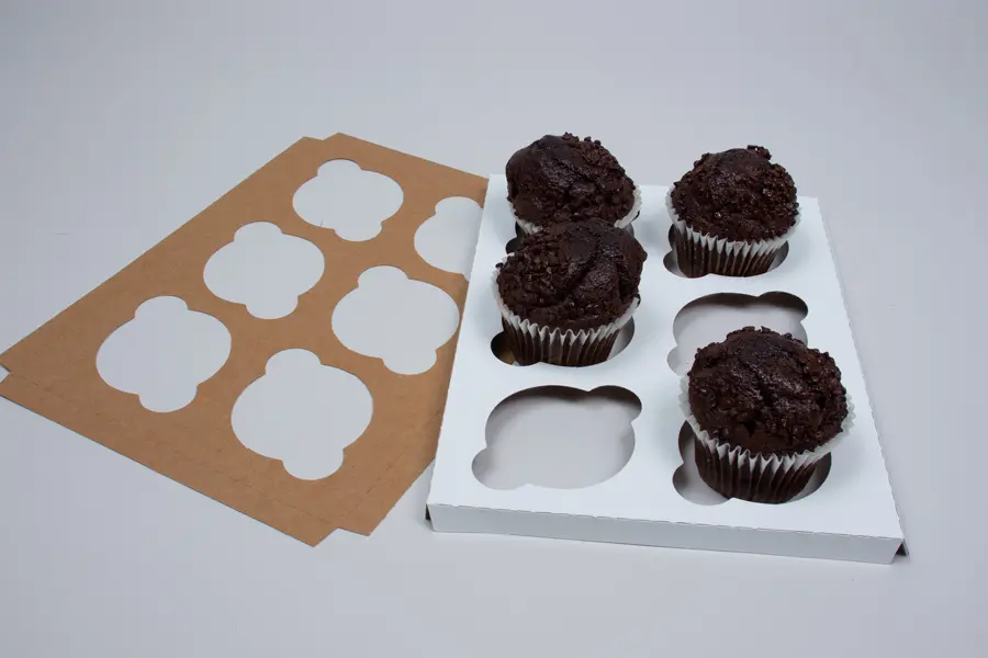 6 Cup Jumbo Cupcake Inserts for Bakery Boxes