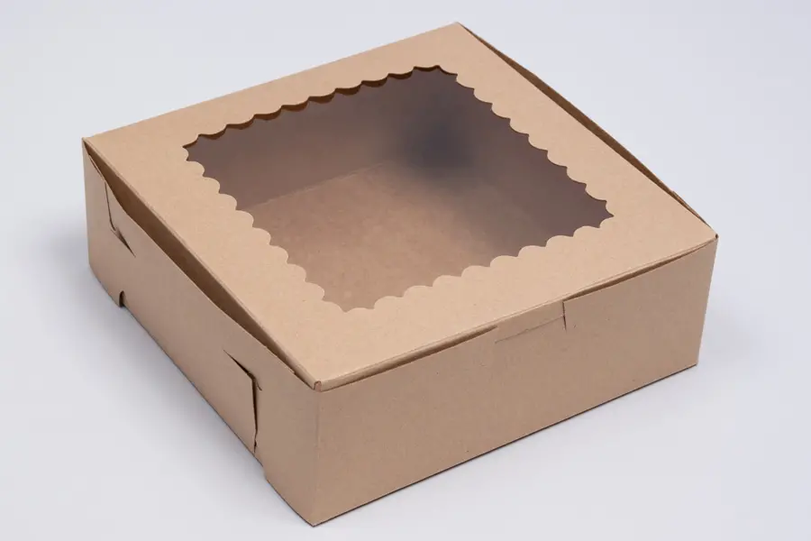 7L x 7W x 2-1/2H, Natural Kraft Bakery Boxes with Window, Natural Kraft