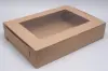 19L x 14W x 4H, Natural Kraft Bakery Boxes with Window, Natural Kraft