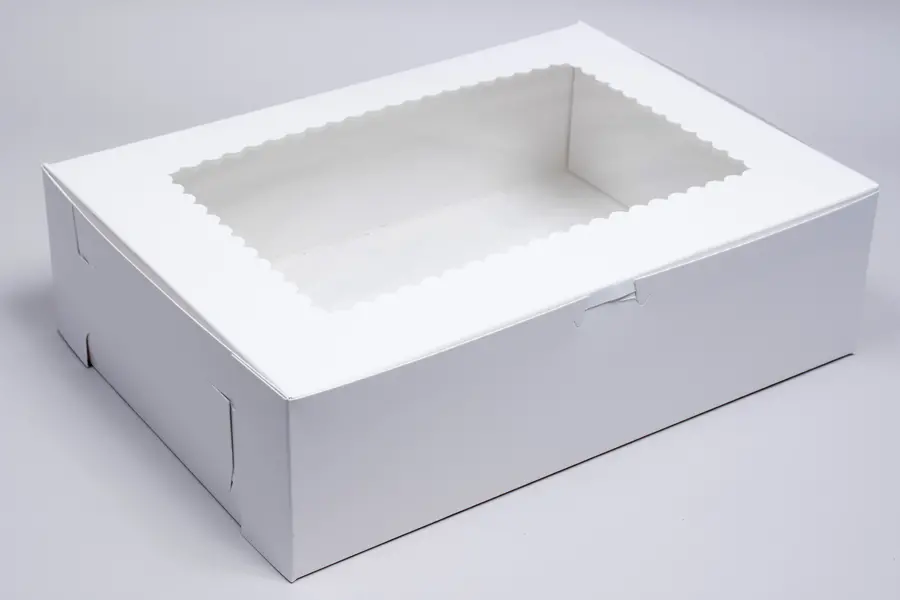 14L x 10W x 4H, Window Bakery Boxes, White
