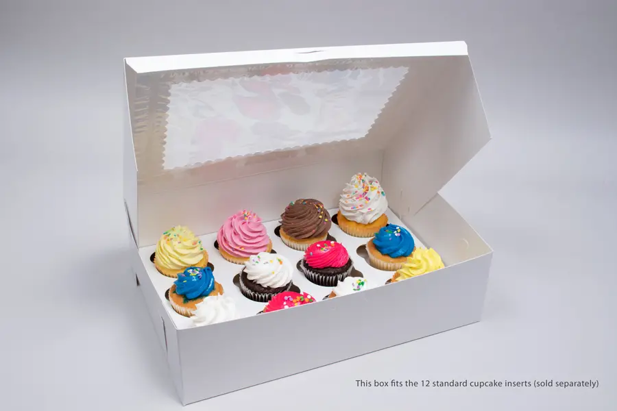 14L x 10W x 4H, Window Bakery Boxes, White