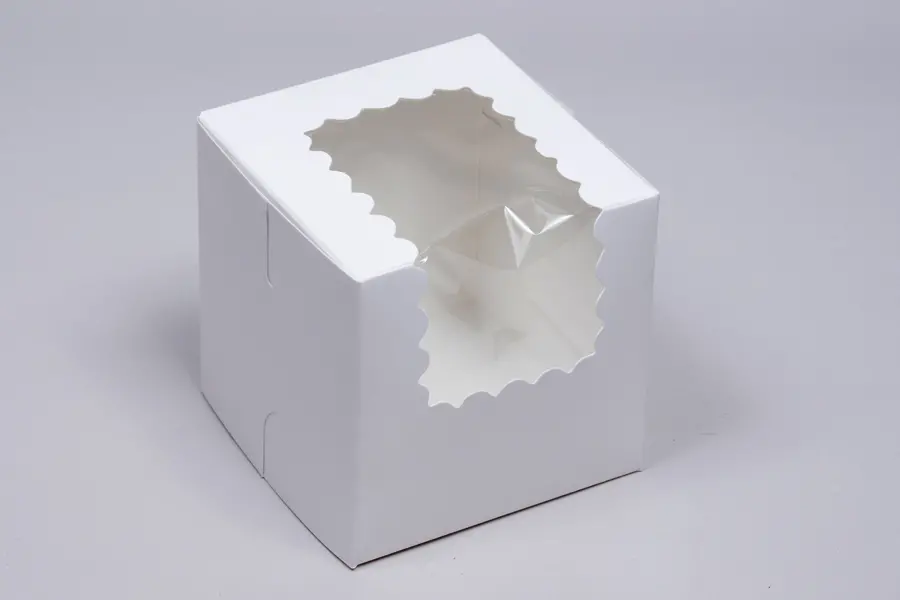4L x 4W x 4H, Window Bakery Boxes, White