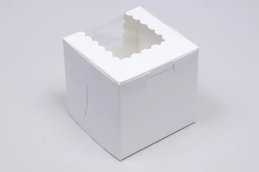 4L x 4W x 4H, Window Bakery Boxes, White