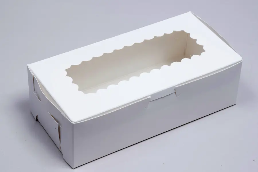 8L x 4W x 2-1/2H, Window Bakery Boxes, White