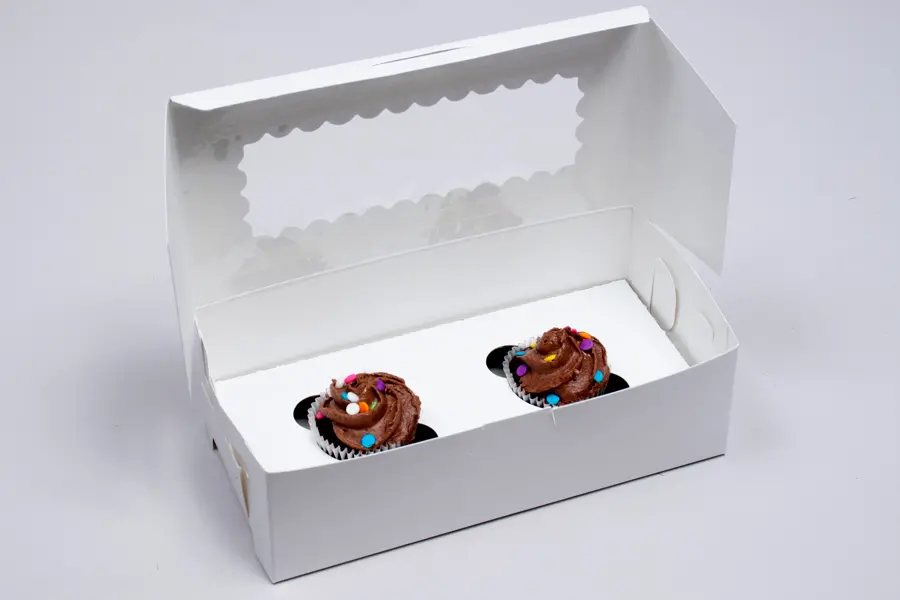 8L x 4W x 2-1/2H, Window Bakery Boxes, White