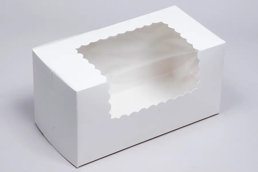 8L x 4W x 4H, Window Bakery Boxes, White