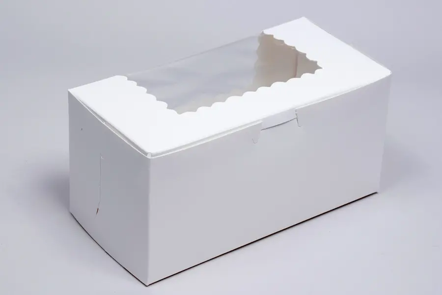 8L x 4W x 4H, Window Bakery Boxes, White