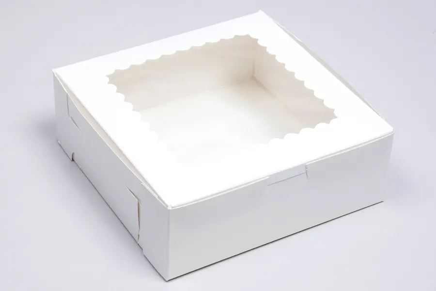 7L x 7W x 2-1/2H, Window Bakery Boxes, White