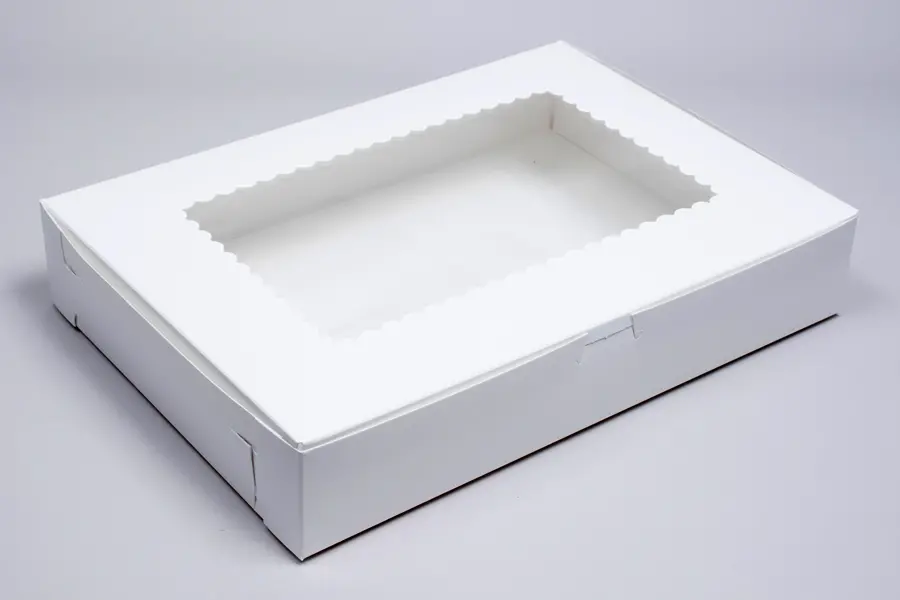 14L x 10W x 2-1/2H, Window Bakery Boxes, White