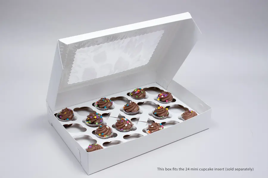 14L x 10W x 2-1/2H, Window Bakery Boxes, White