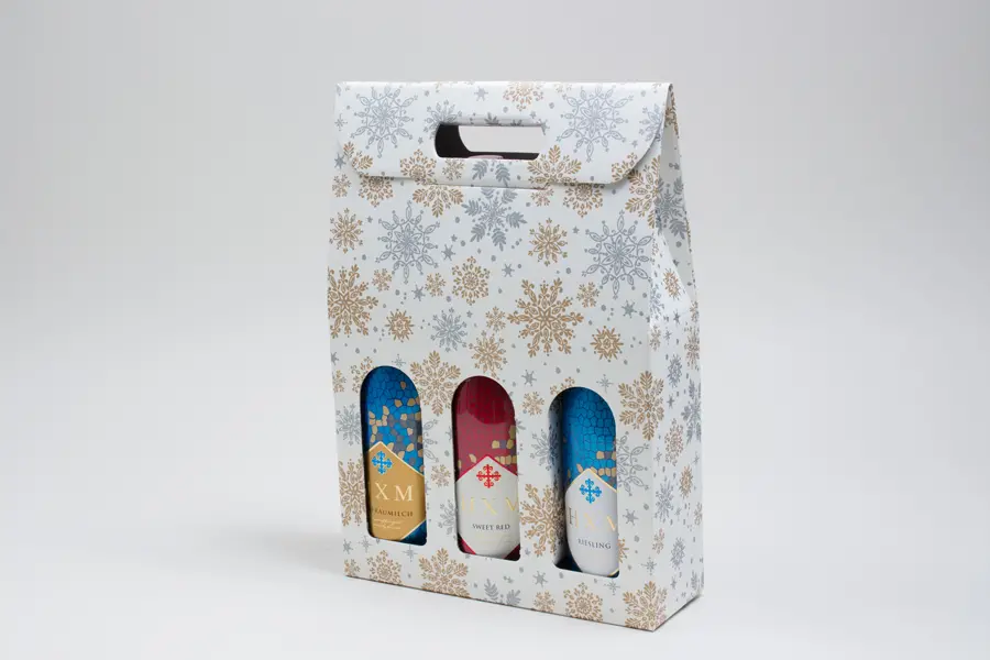 10-5/8L x 3-1/2W x 15H, Italian Wine Boxes, Alpine Snowflake