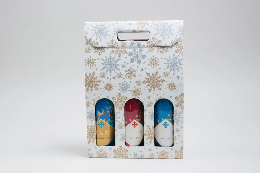 10-5/8L x 3-1/2W x 15H, Italian Wine Boxes, Alpine Snowflake