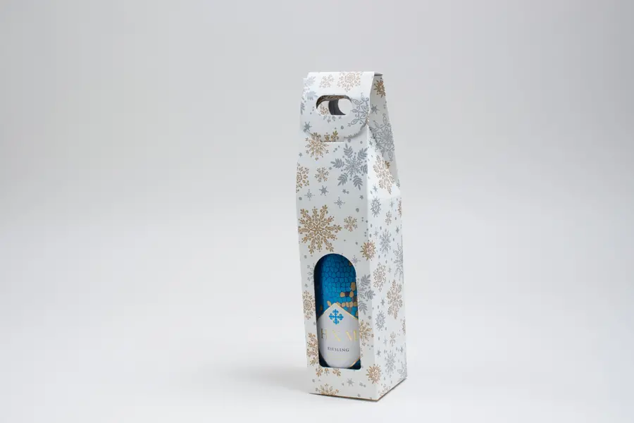 3-1/2L x 3-1/2W x 15H, Italian Wine Boxes, Alpine Snowflake