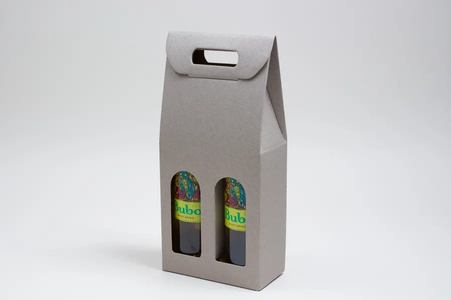 7L x 3-1/2W x 15H, Grey Groove Italian Wine Boxes, Gris Gray Groove