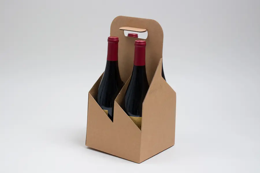 7W x 7L x 13-3/4H, Wine Bottle Carrier, Natural Kraft