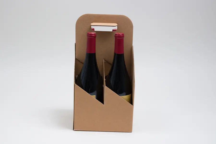 7W x 7L x 13-3/4H, Wine Bottle Carrier, Natural Kraft