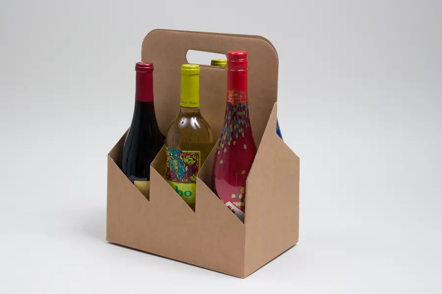 7W x 10-5/8L x 13-3/4H, Wine Bottle Carrier, Natural Kraft