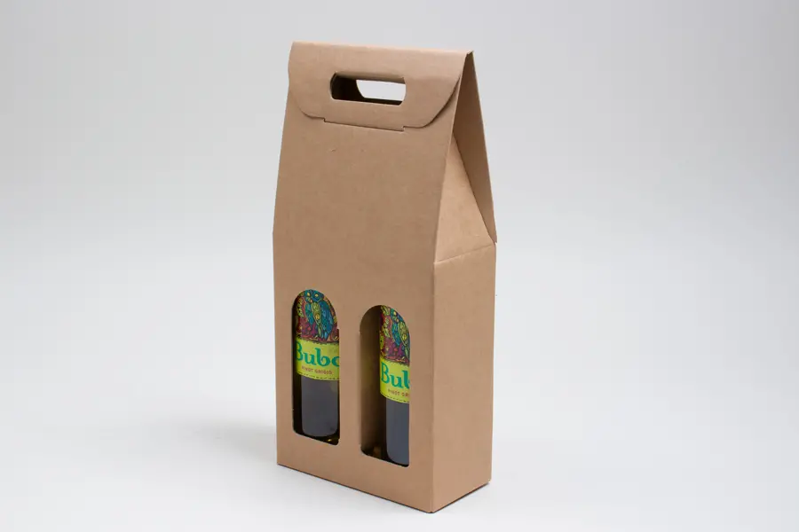 7L x 3-1/2W x 15H, Italian Wine Boxes, Natural Kraft