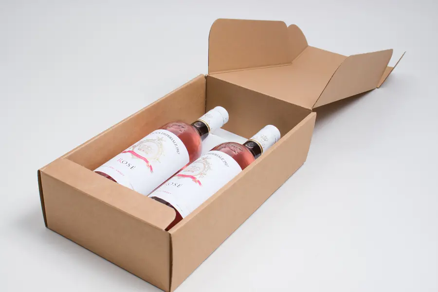 7-1/4L x 3-1/2W x 13-3/8H, Italian Wine Boxes, Natural Kraft