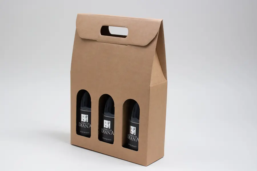 10-5/8L x 3-1/2W x 15H, Italian Wine Boxes, Natural Kraft