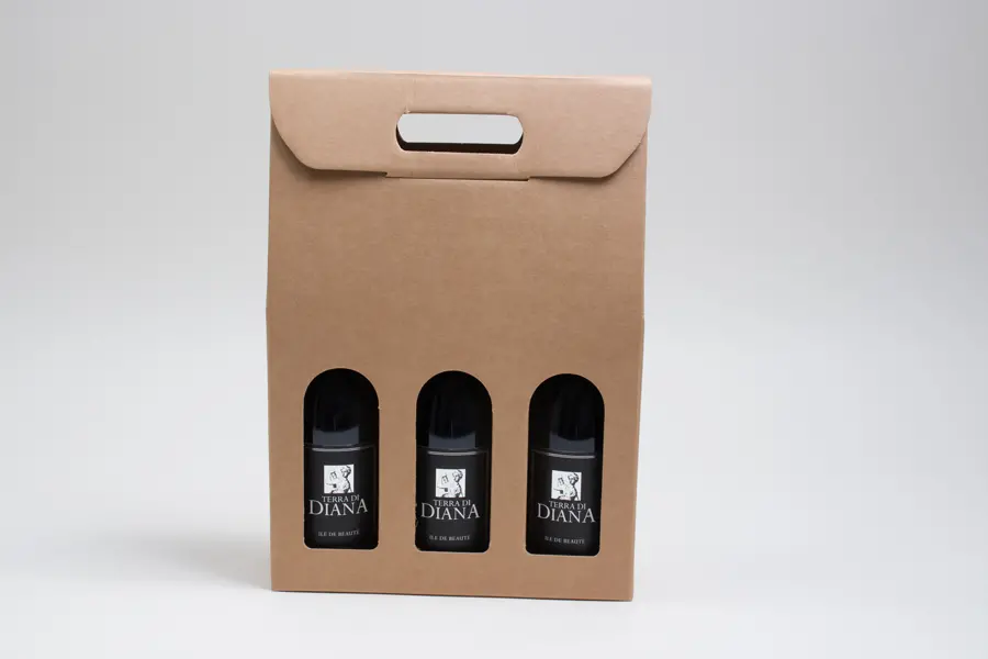 10-5/8L x 3-1/2W x 15H, Italian Wine Boxes, Natural Kraft