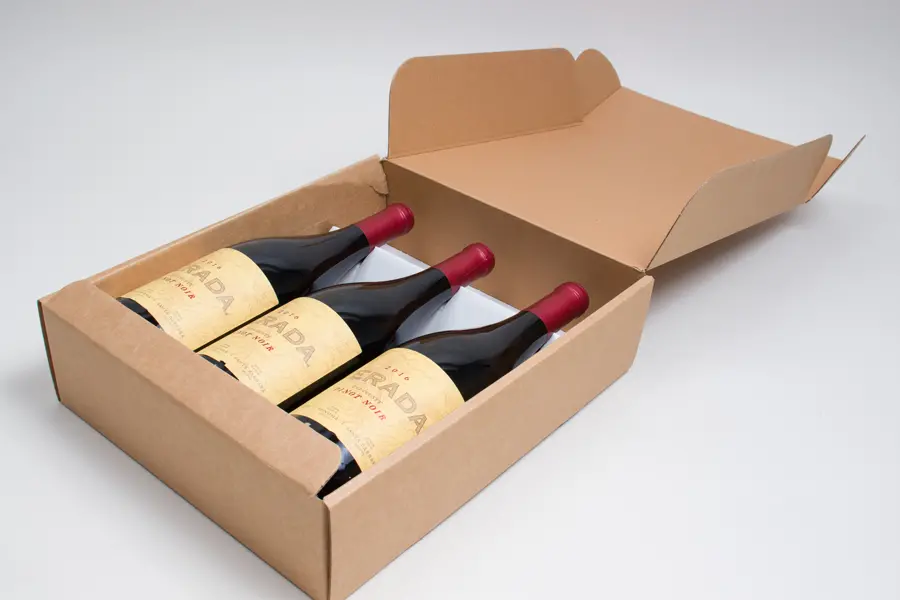 11L x 3-1/2W x 13-3/8H, Italian Wine Boxes, Natural Kraft
