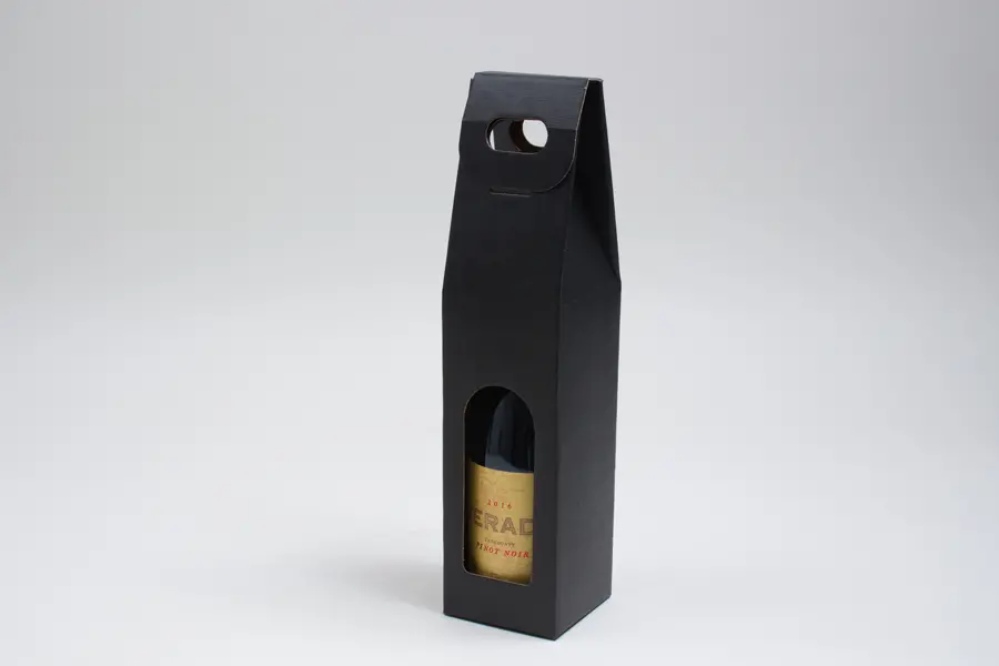 3-1/2L x 3-1/2W x 15H, Italian Wine Boxes, Nero Black, Windows