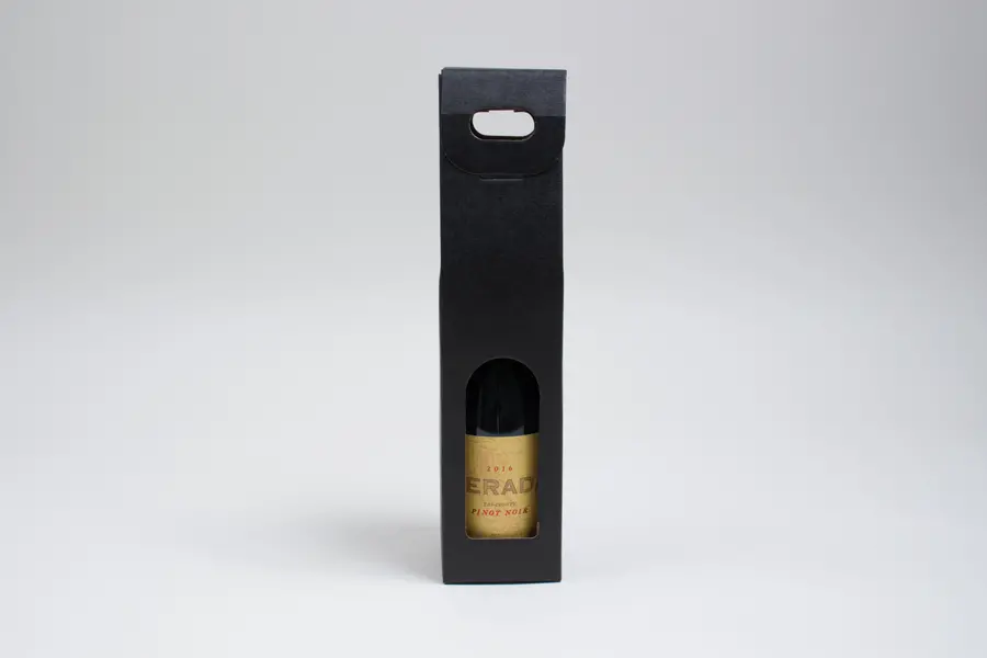 3-1/2L x 3-1/2W x 15H, Italian Wine Boxes, Nero Black, Windows