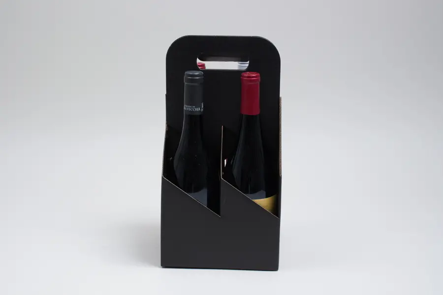 7W x 7L x 13-3/4H, Wine Bottle Carrier, Black