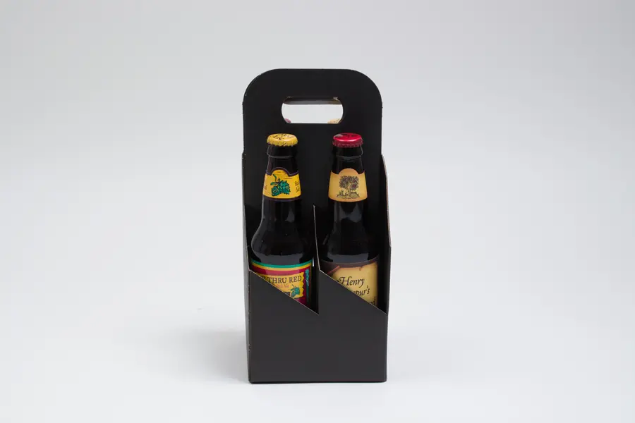 5-1/8W x 5-1/8L x 11-3/8H, Beer Bottle Carrier, Black