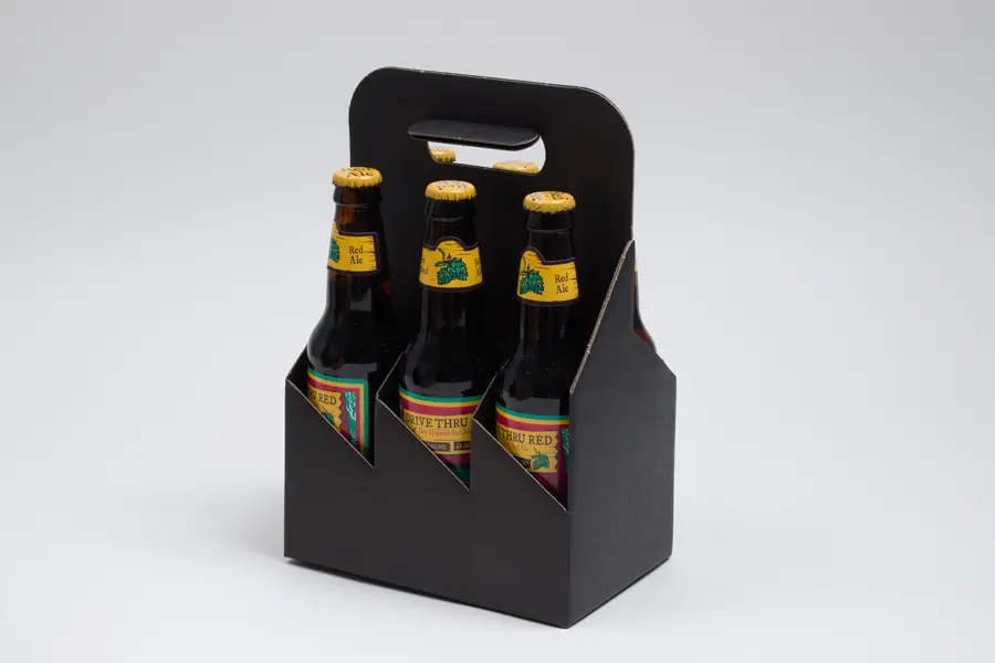 5-1/8W x 7-5/8L x 11-3/8H, Beer Bottle Carrier, Black