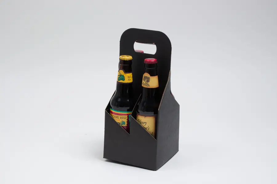 5-1/8W x 5-1/8L x 11-3/8H, Beer Bottle Carrier, Black