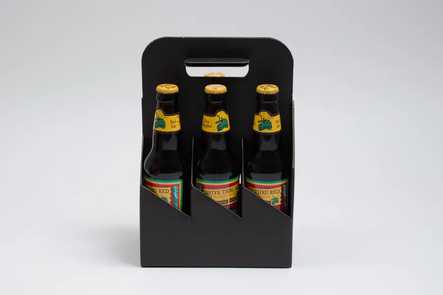 5-1/8W x 7-5/8L x 11-3/8H, Beer Bottle Carrier, Black