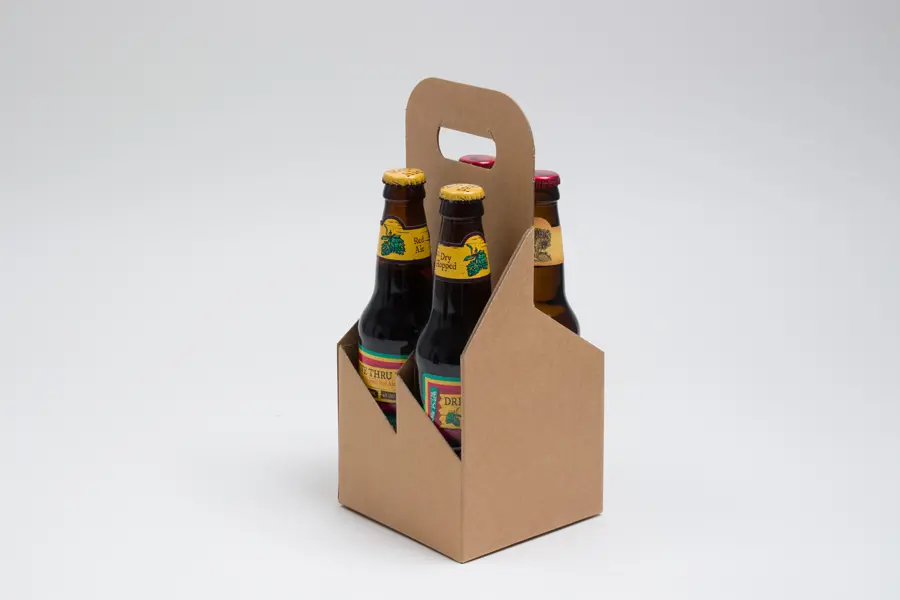 5-1/8W x 5-1/8L x 11-3/8H, Beer Bottle Carrier, Kraft