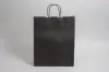 8-3/4W x 3-1/2D x 9H, Tinted Colors on Kraft Base Paper Bags with Twisted Paper Handles, Black