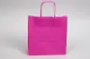 8-3/4W x 3-1/2D x 9H, Tinted Colors on Kraft Base Paper Bags with Twisted Paper Handles, Bright Hot Pink
