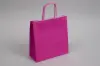 8-3/4W x 3-1/2D x 9H, Tinted Colors on Kraft Base Paper Bags with Twisted Paper Handles, Bright Hot Pink