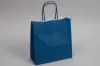 8-3/4W x 3-1/2D x 9H, Tinted Colors on Kraft Base Paper Bags with Twisted Paper Handles, Bright Navy Blue
