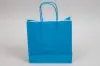 8-3/4W x 3-1/2D x 9H, Tinted Colors on Kraft Base Paper Bags with Twisted Paper Handles, Bright Process Blue